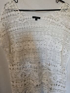 Lane Bryant White Crochet Lace Women's Top 14/16